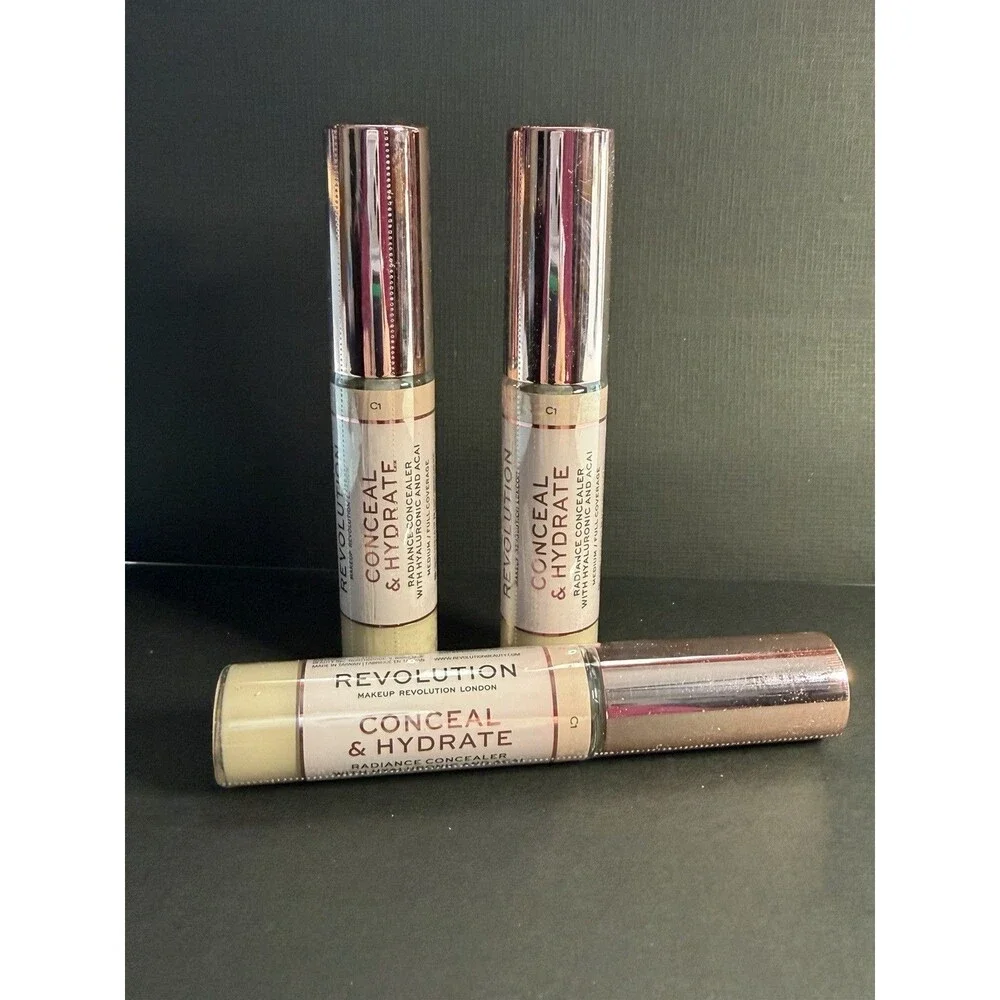 Revolution Conceal & Hydrate Concealer C1 – 3‑Pack Hydrating Full Coverage